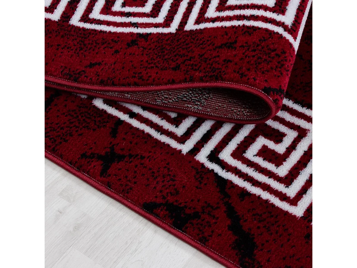 tappeto da ingresso 80x150 intrecciato rettangolo bianco e rosso motivo barocco SAPURI