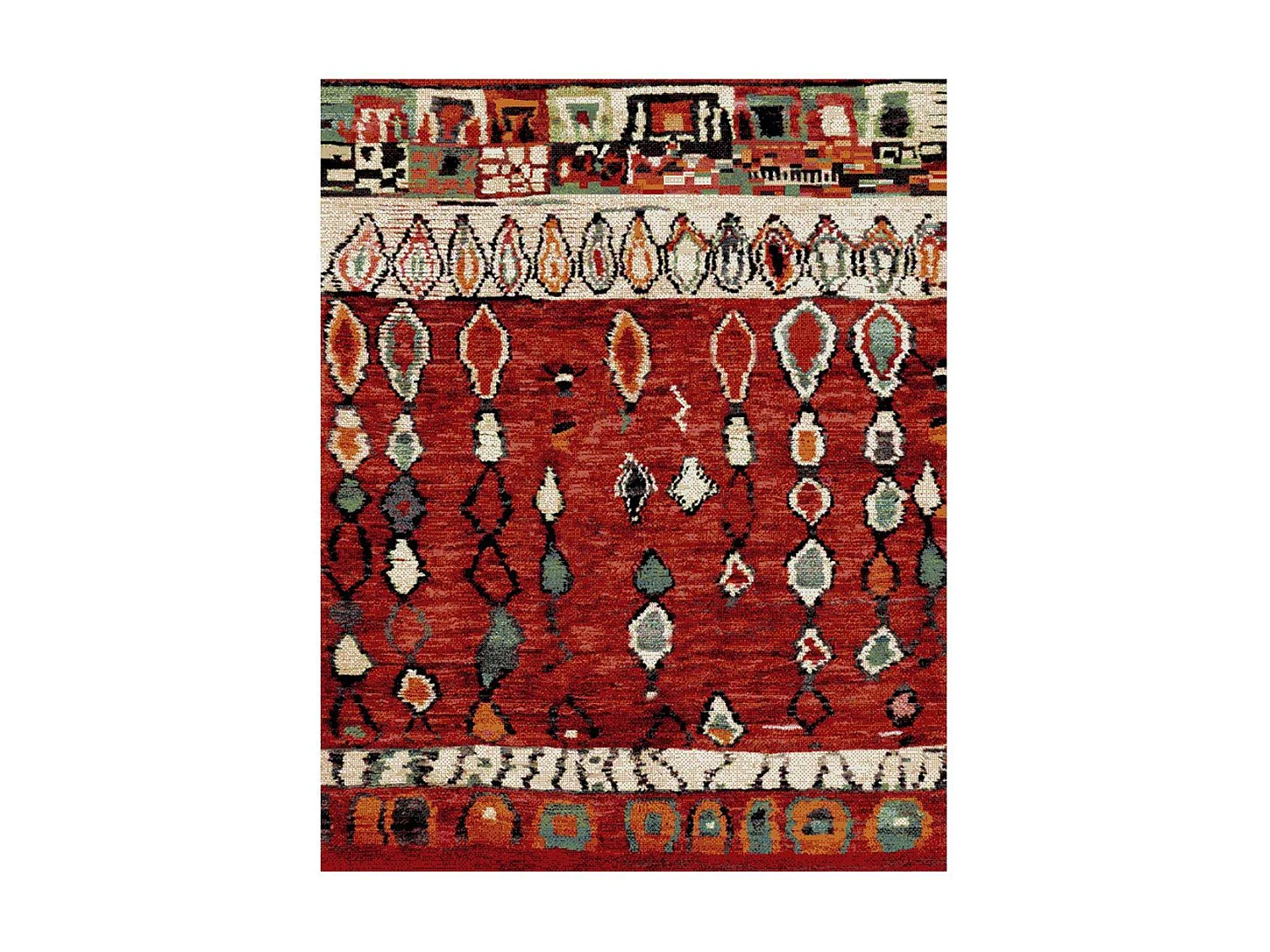 Tapis berbère 200x290 tissé motifs tribaux LYN8 MOROCO rouge