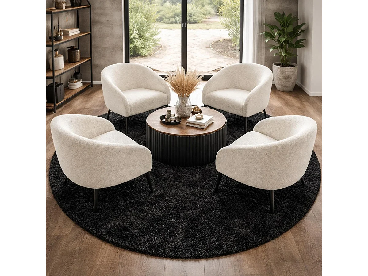 Tapis poils longs shaggy Ã˜160cm rond tissÃ© antracite motif uni UNI L