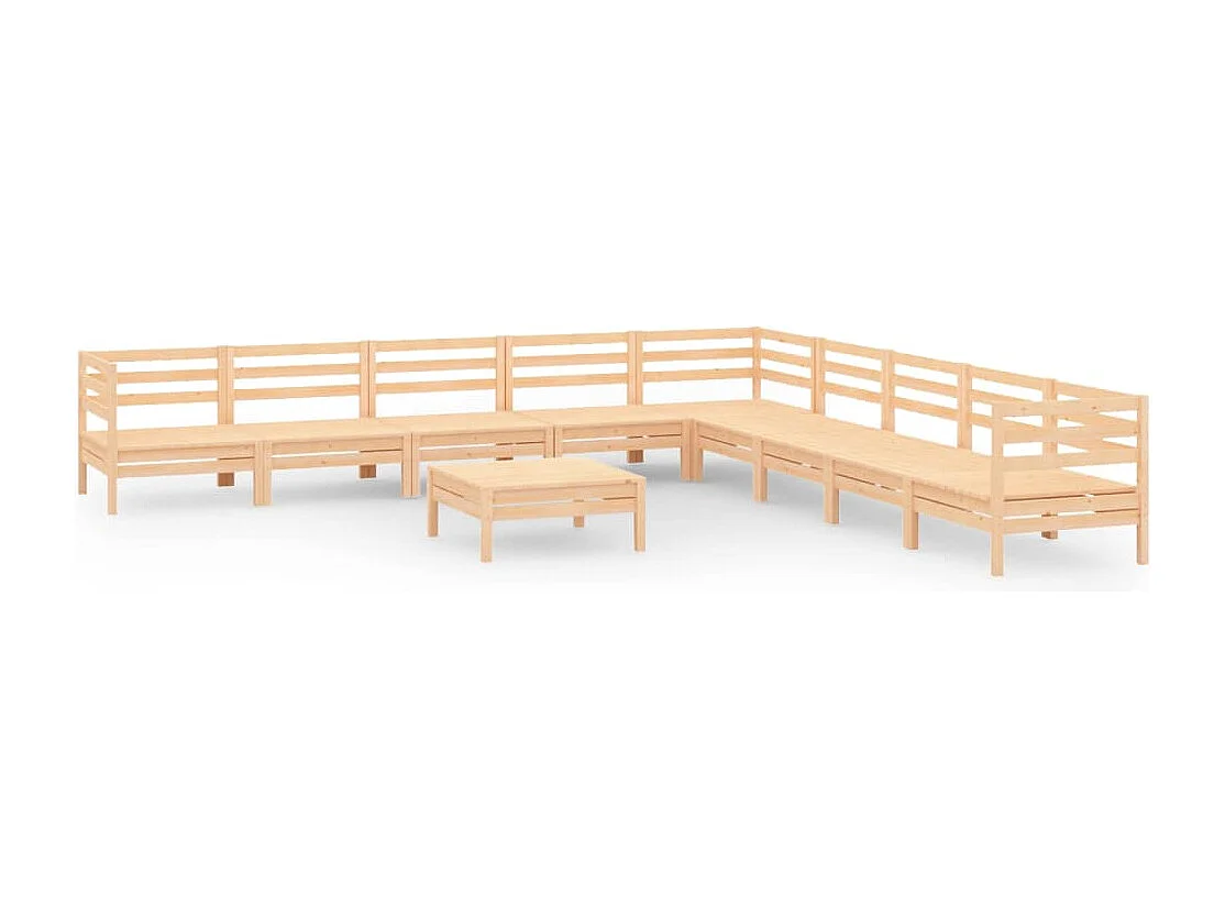 Salon de jardin 10 pcs Bois de pin massif