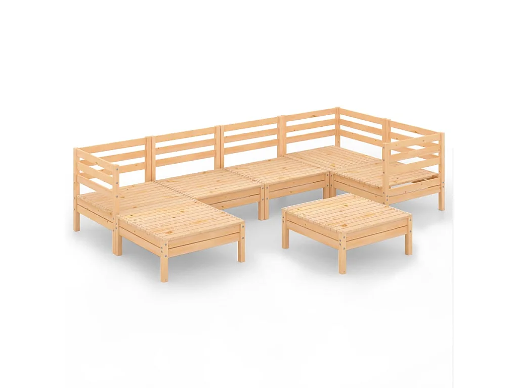 Salon de jardin 7 pcs Bois de pin massif