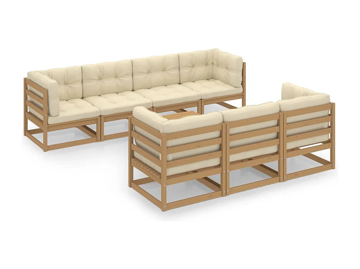 Salon de jardin 8 pcs avec coussins Bois de pin massif