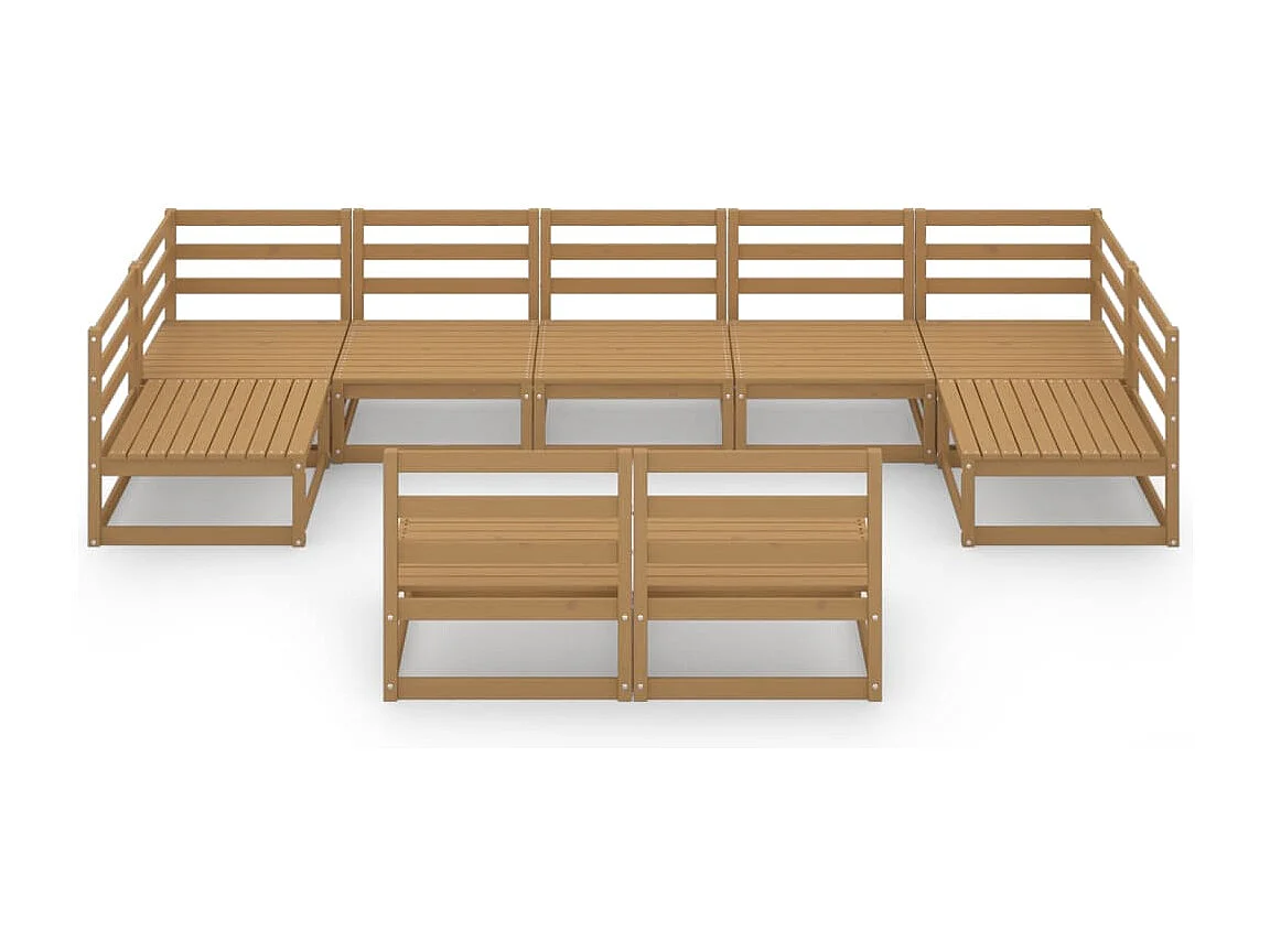 Salon de jardin 9 pcs bois de pin massif