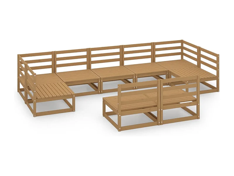 Salon de jardin 9 pcs bois de pin massif