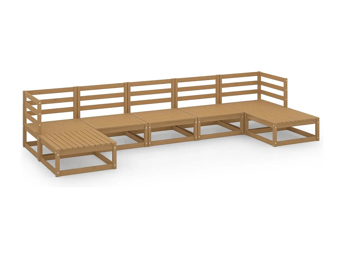 Salon de jardin 7 pcs bois de pin massif