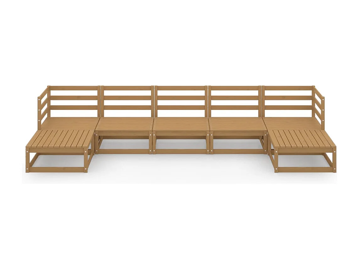 Salon de jardin 7 pcs bois de pin massif