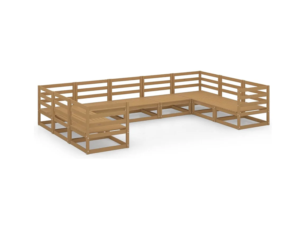 Salon de jardin 9 pcs bois de pin massif