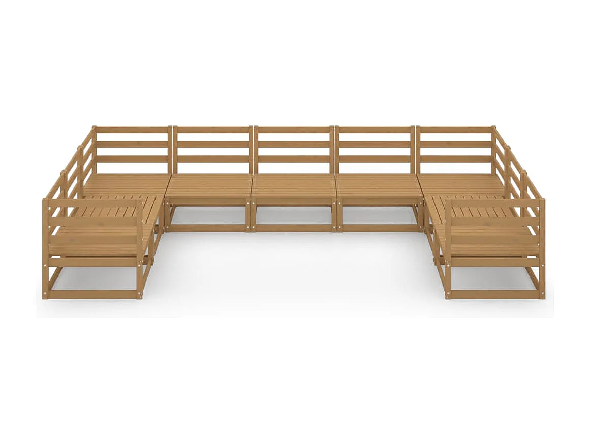 Salon de jardin 9 pcs bois de pin massif