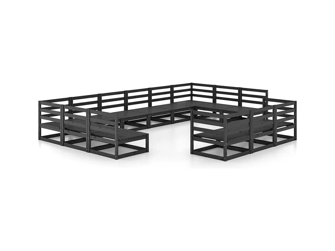 Salon de jardin 13 pcs bois de pin massif