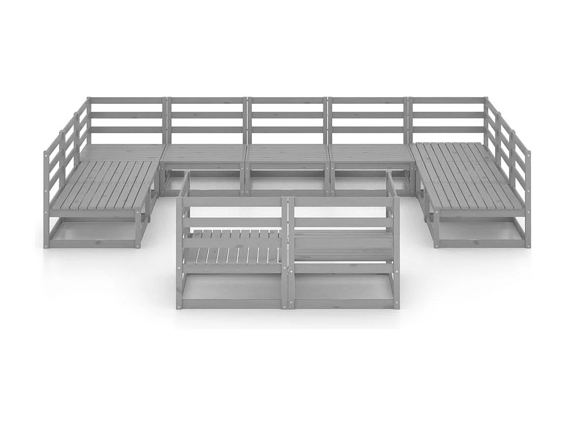 Salon de jardin 11 pcs bois de pin massif