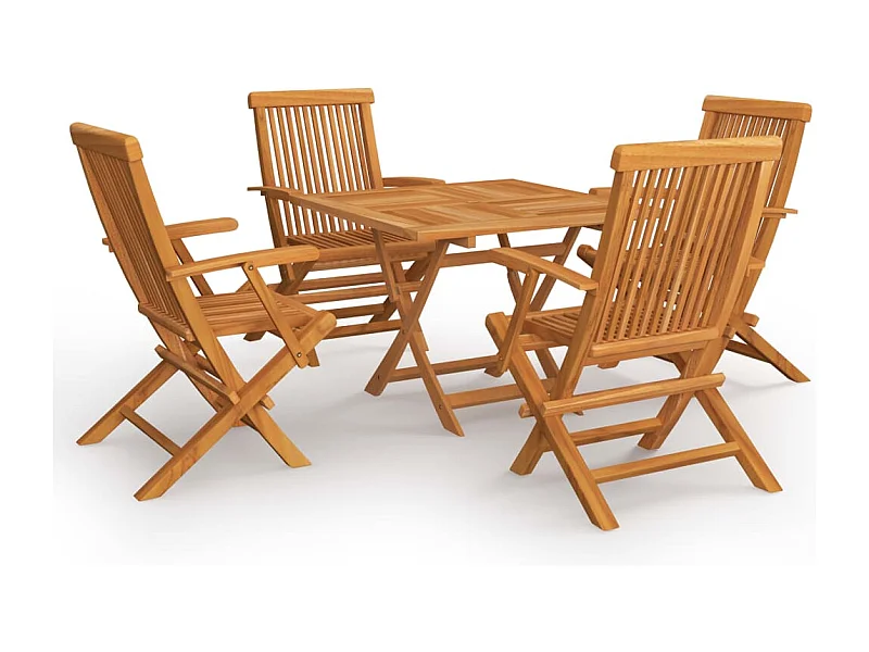 Salon de jardin 5 pcs Bois de teck massif
