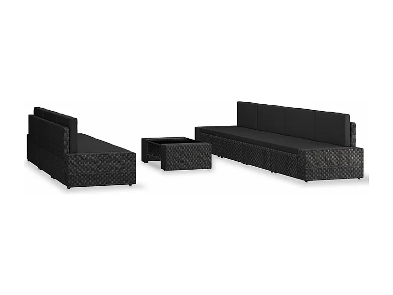 Tuinmeubelen 8-delig Kunststof wicker Zwart