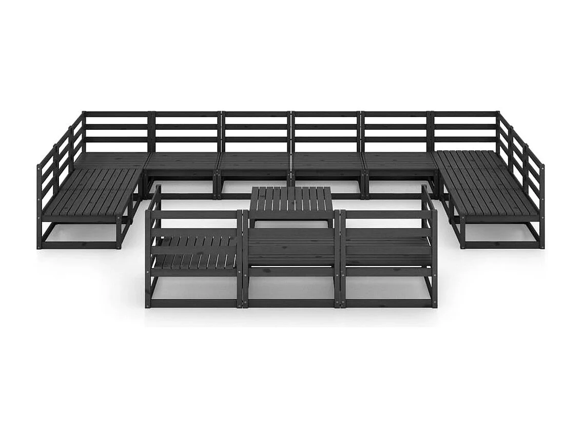 Salon de jardin 14 pcs bois de pin massif