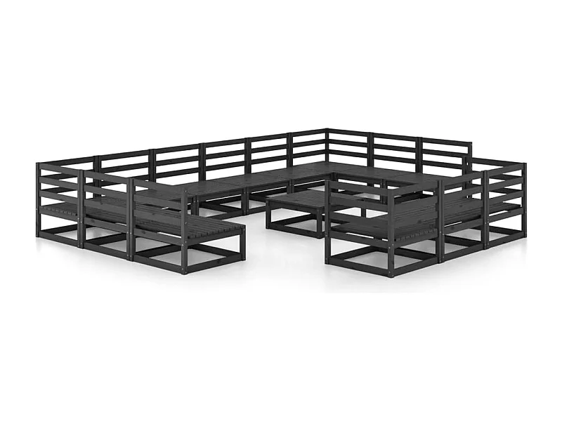 Salon de jardin 14 pcs bois de pin massif