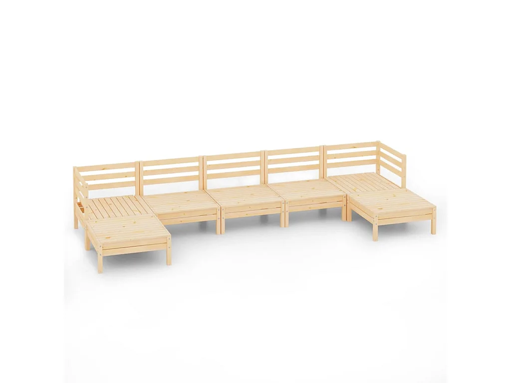 Salon de jardin 7 pcs Bois de pin massif