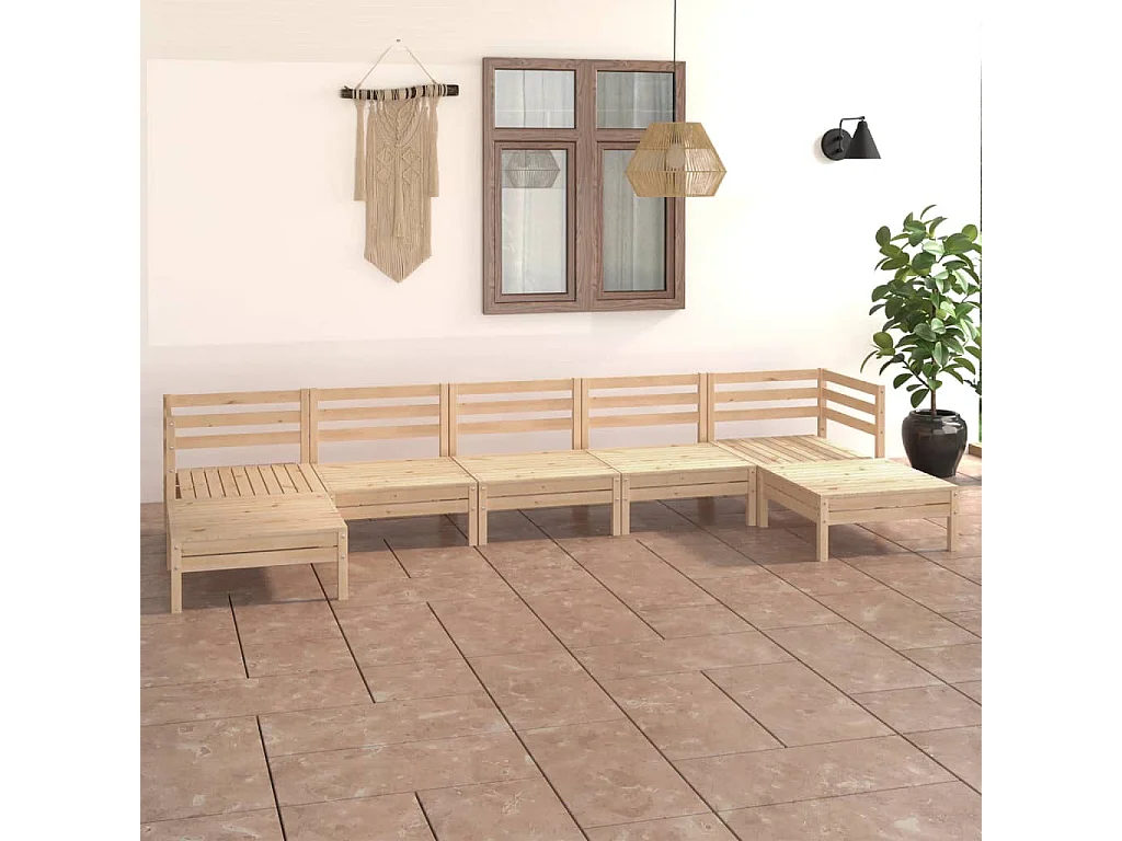 Salon de jardin 7 pcs Bois de pin massif