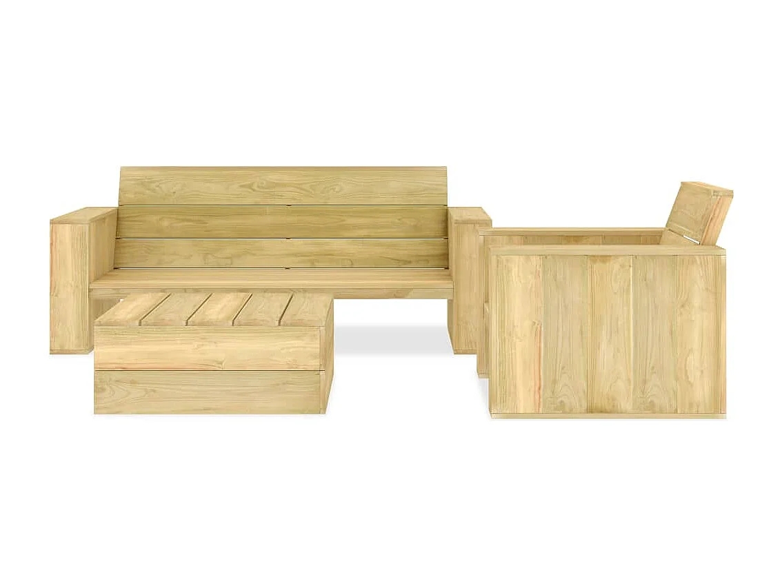 Salon de jardin 3 pcs Bois de pin imprégné