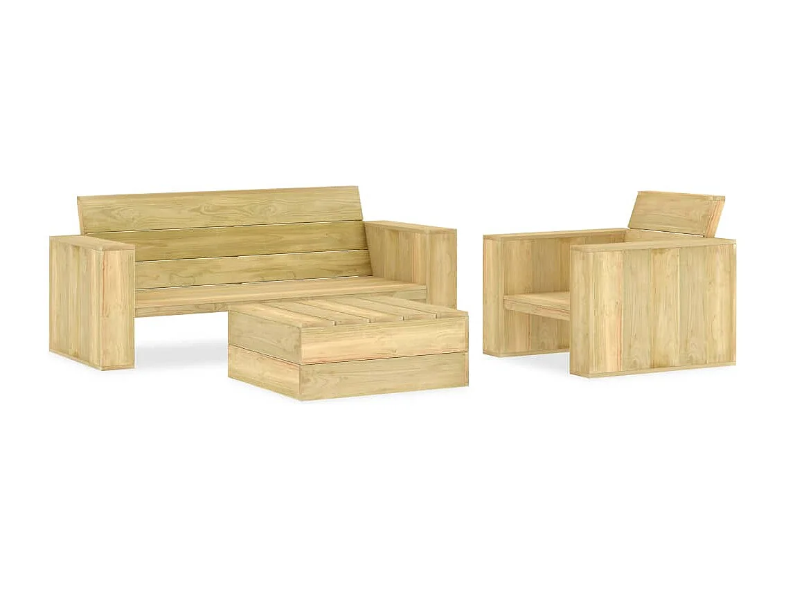 Salon de jardin 3 pcs Bois de pin imprégné