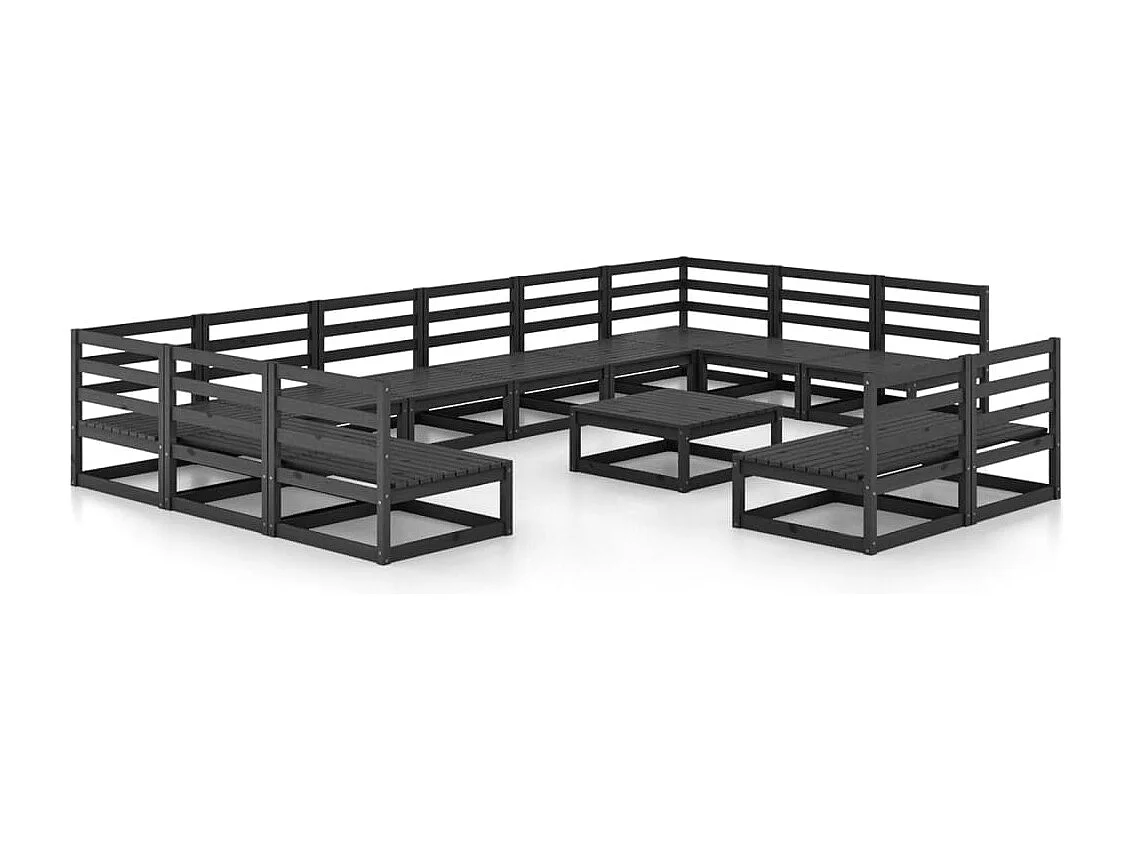 Salon de jardin 13 pcs bois de pin massif