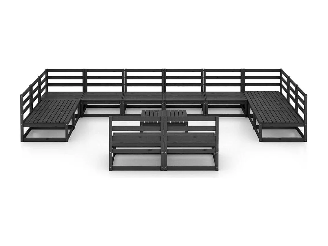 Salon de jardin 13 pcs bois de pin massif