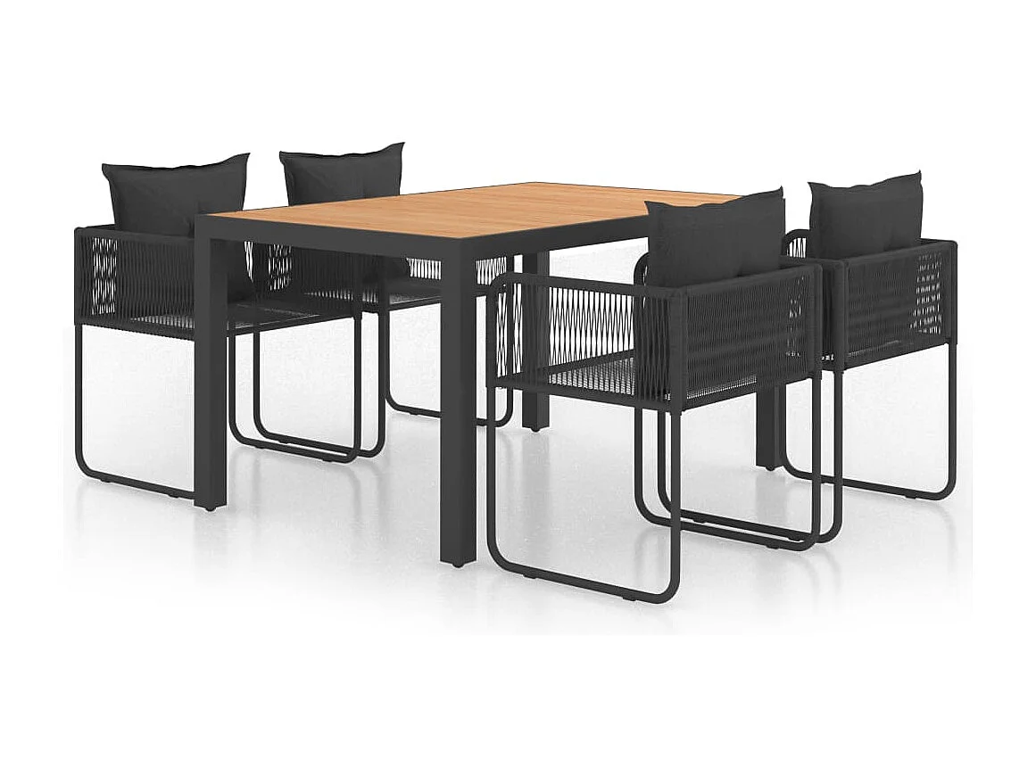 Tuinmeubelen 5 stuks PVC Hars vlechtwerk Zwart en bruin