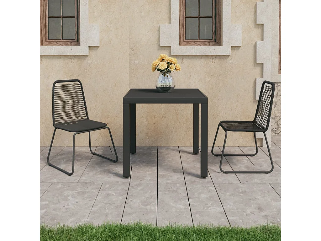 Salon de jardin 3 pcs Rotin PVC Noir