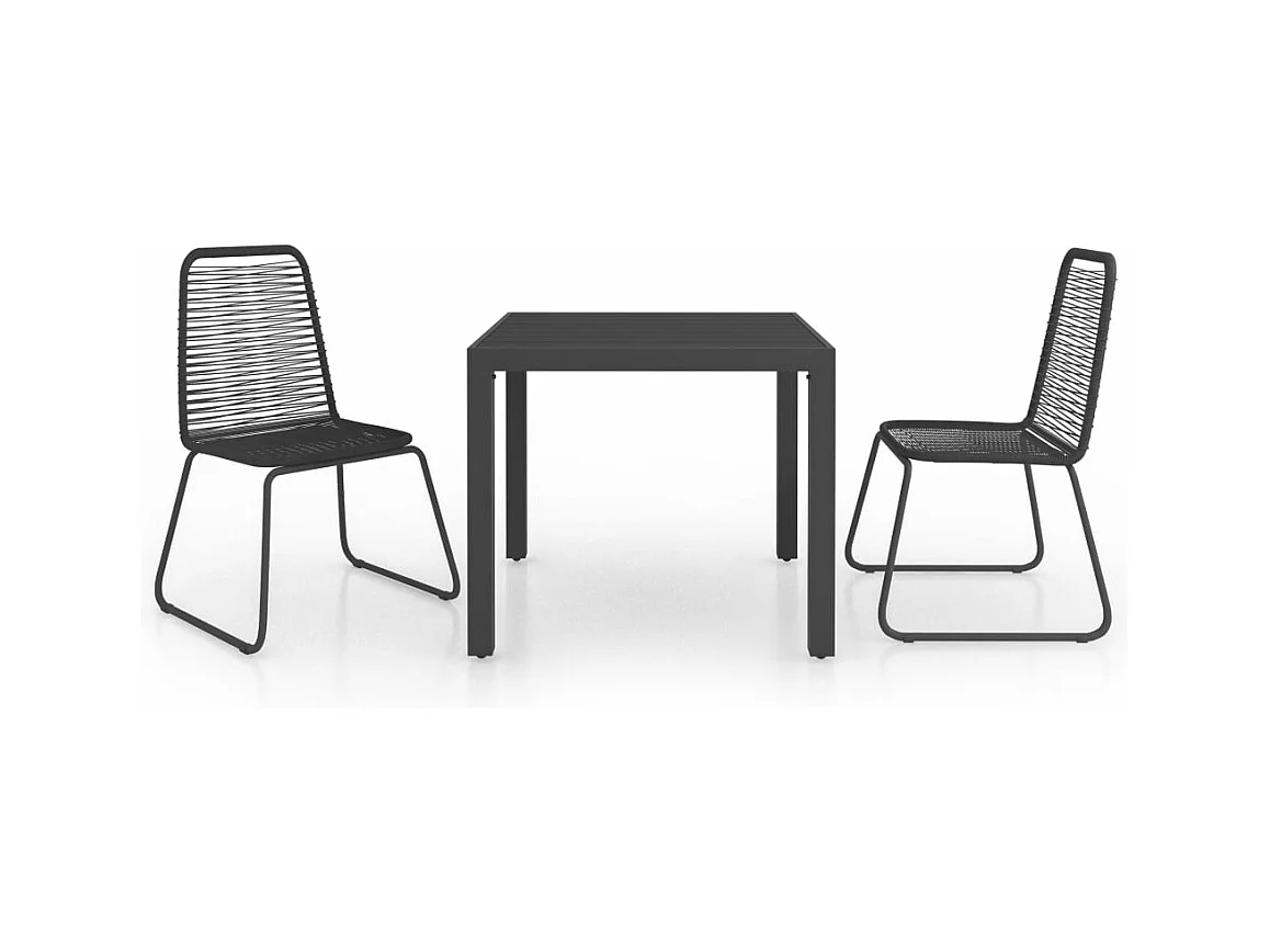 Salon de jardin 3 pcs Rotin PVC Noir