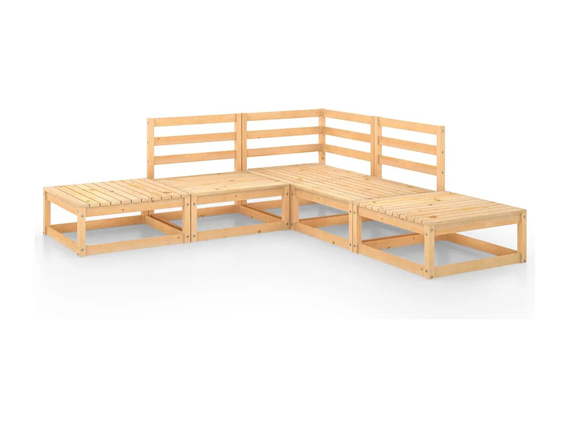 Muebles de jardín 5 piezas Madera maciza de pino.