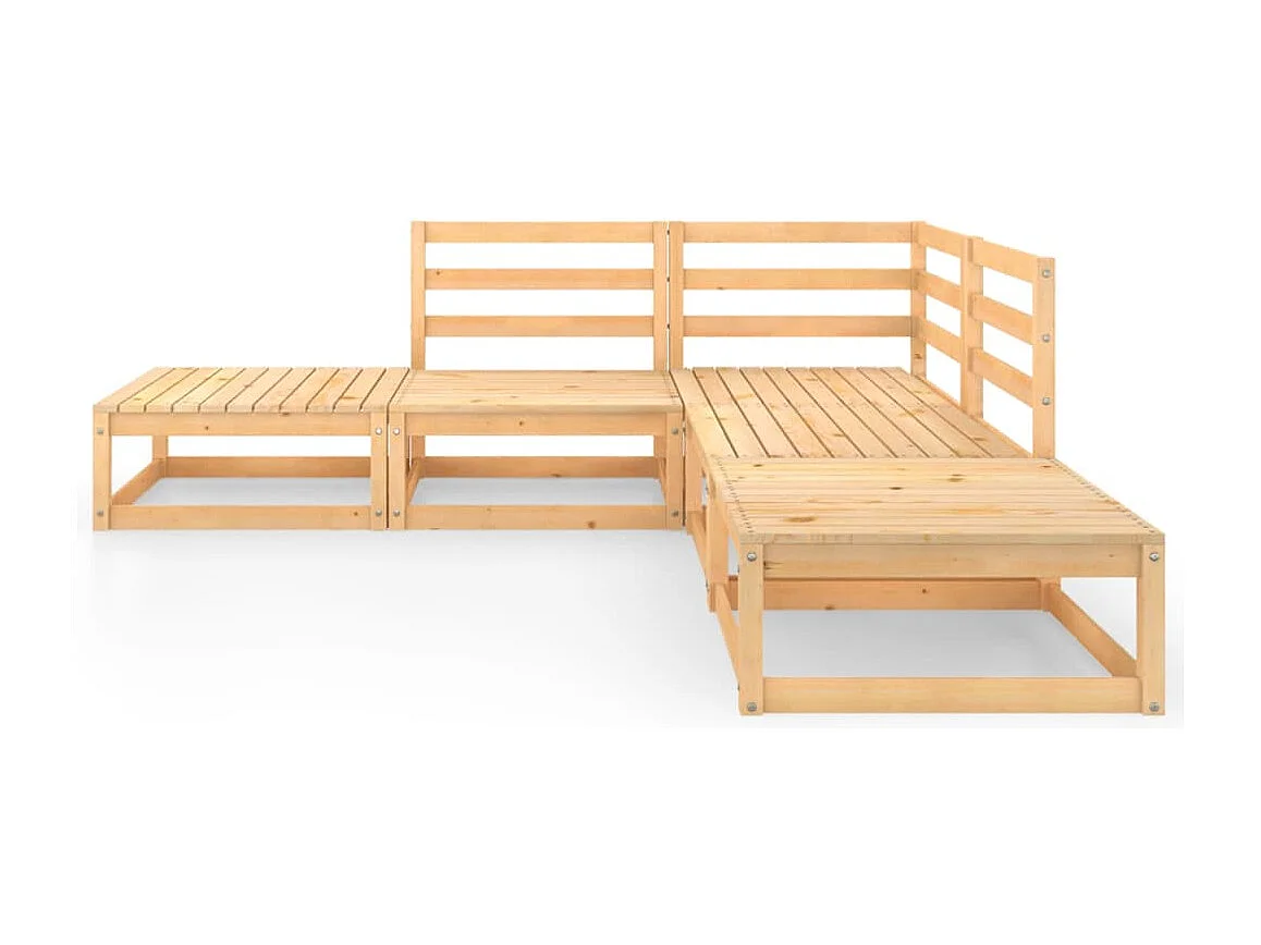 Muebles de jardín 5 piezas Madera maciza de pino.