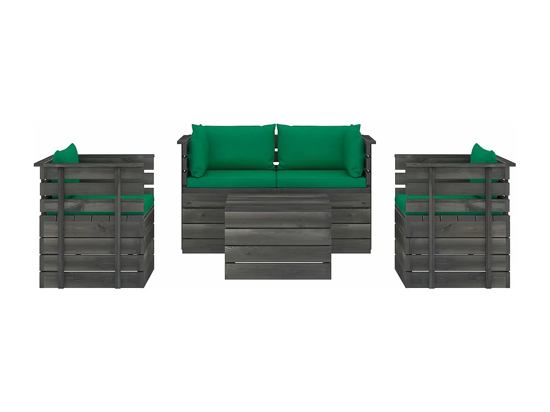 5 stuks tuinpalletlounge met kussens Massief grenenhout