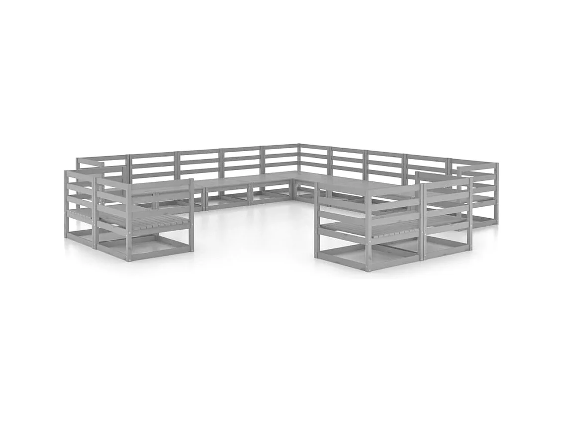 Salon de jardin 13 pcs bois de pin massif