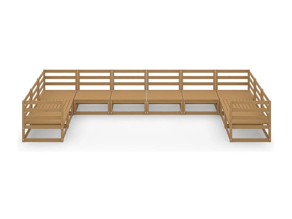 Salon de jardin 10 pcs bois de pin massif
