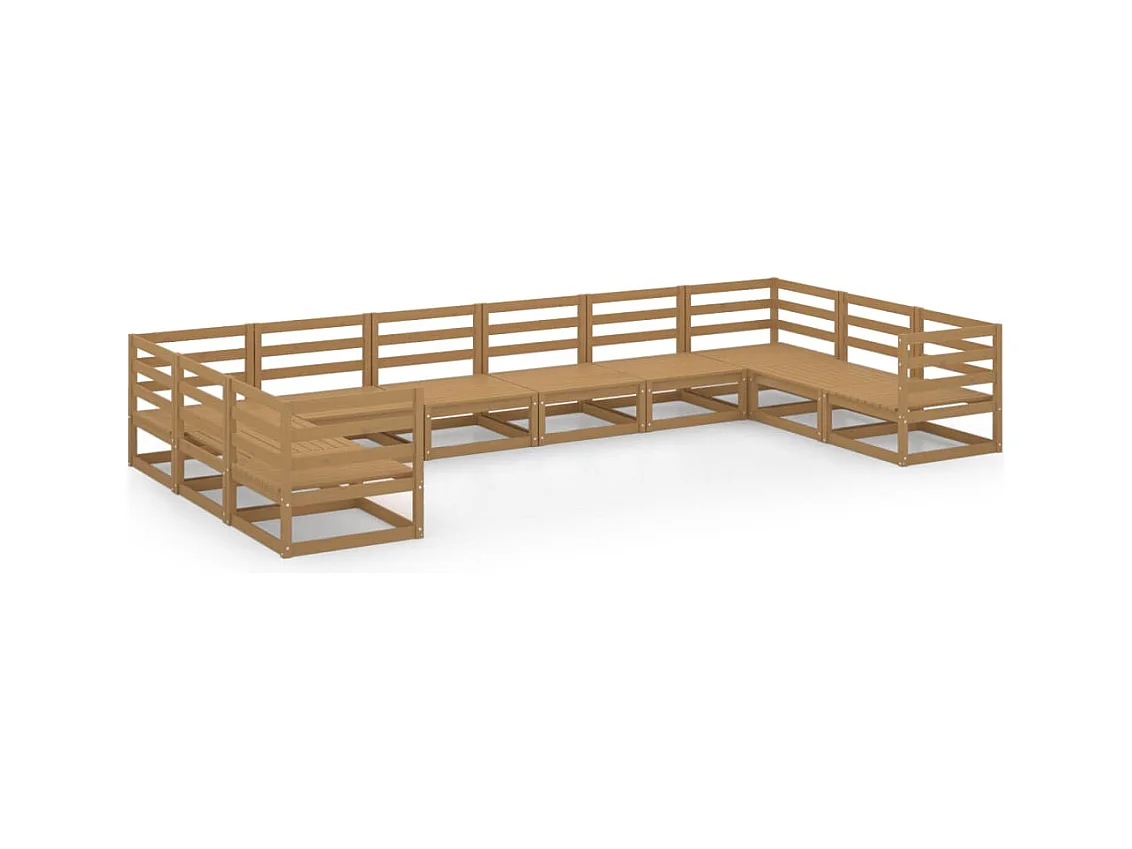 Salon de jardin 10 pcs bois de pin massif