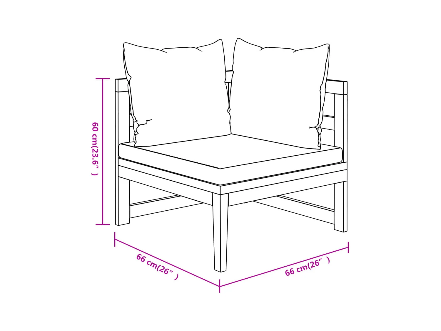 Salon de jardin 3 pcs avec coussins blanc crème Bois d'acacia