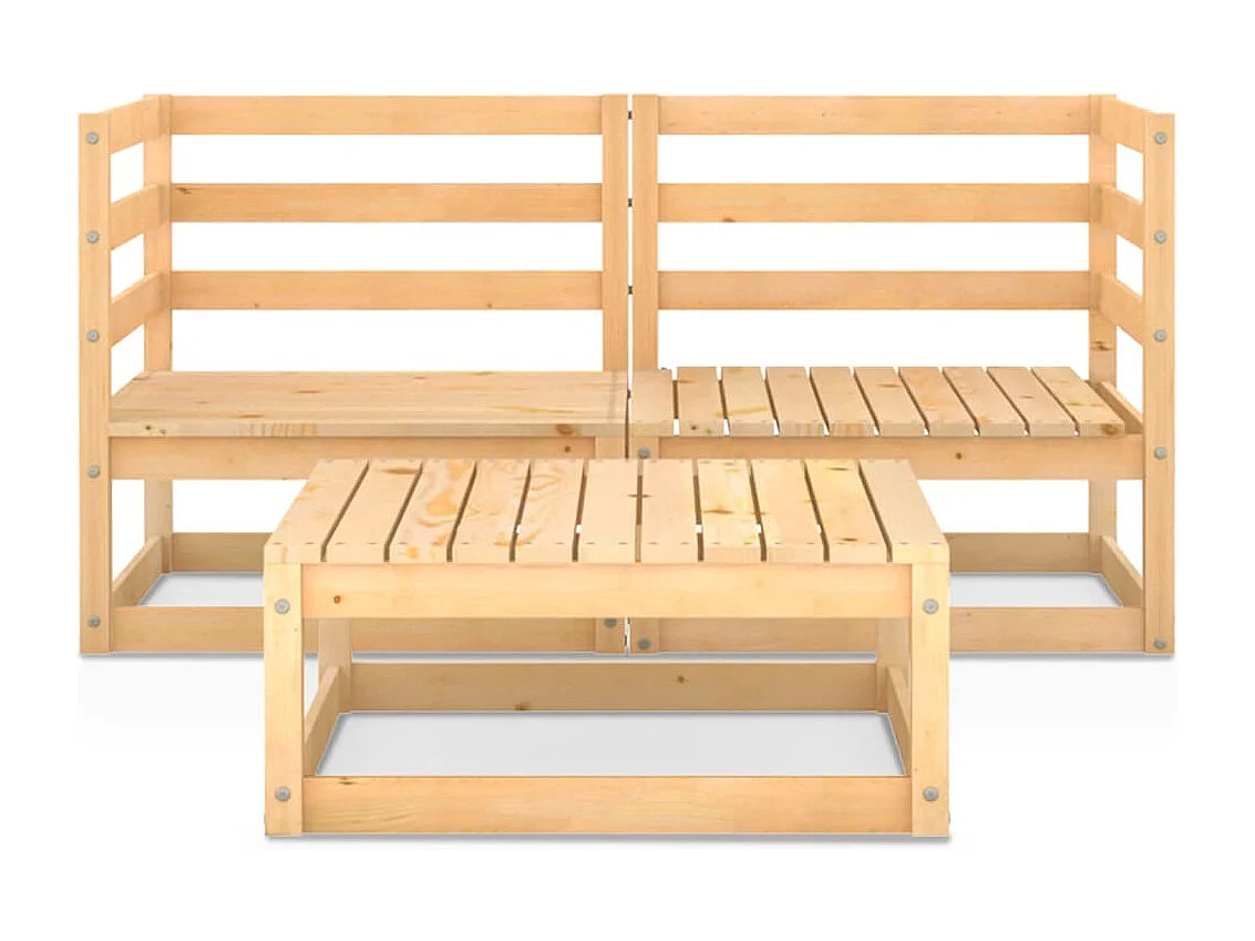 Salon de jardin 3 pcs bois de pin massif