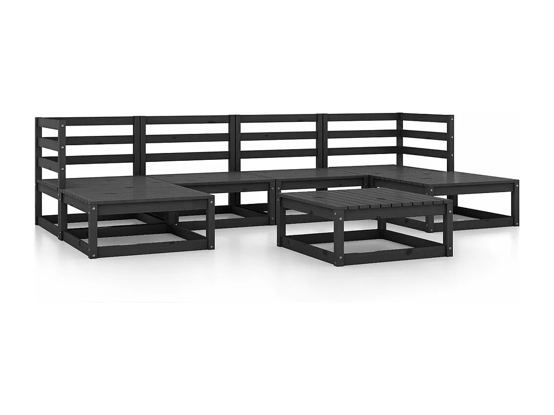 Salon de jardin 7 pcs bois de pin massif