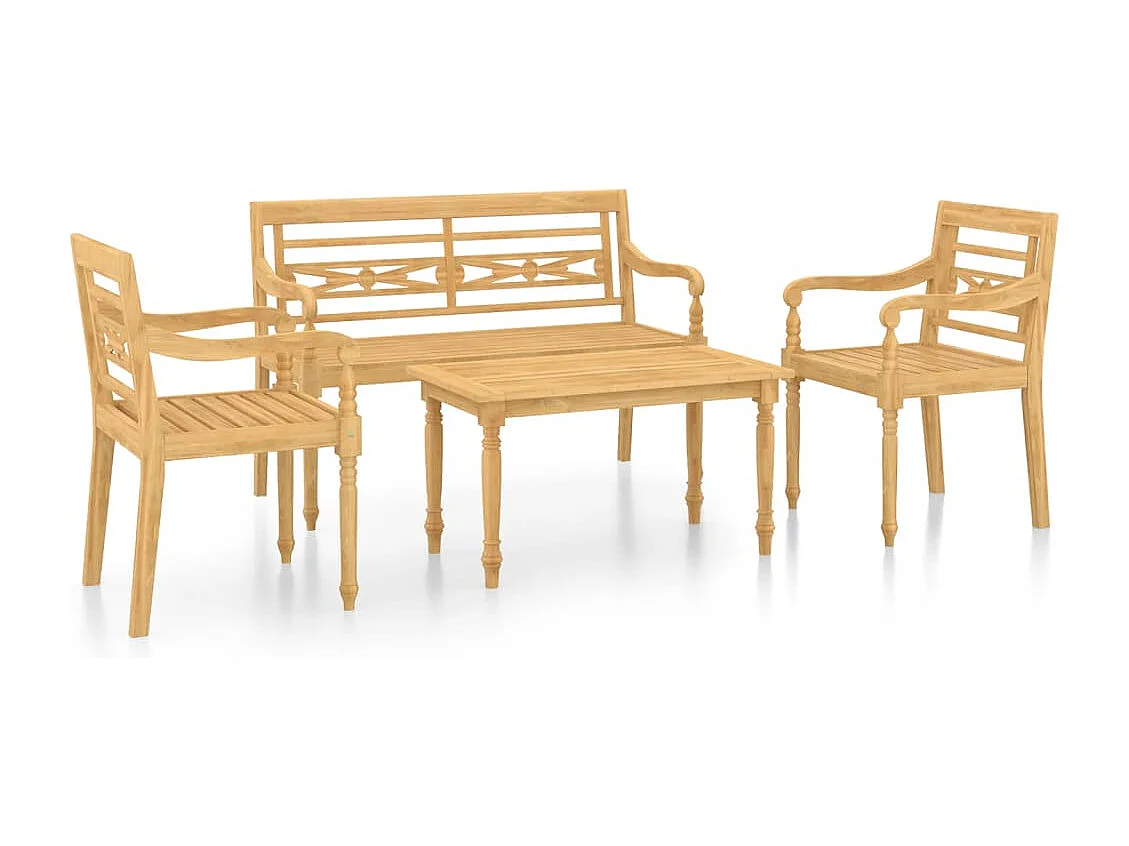Salon de jardin 4 pcs Bois de teck solide