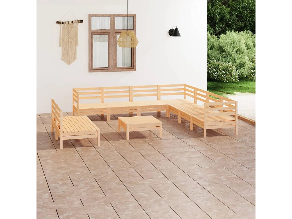 Gartenmöbel 10 Stk. Massives Kiefernholz