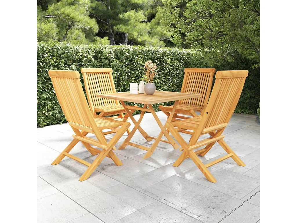 Salon de jardin 5 pcs Bois de teck massif