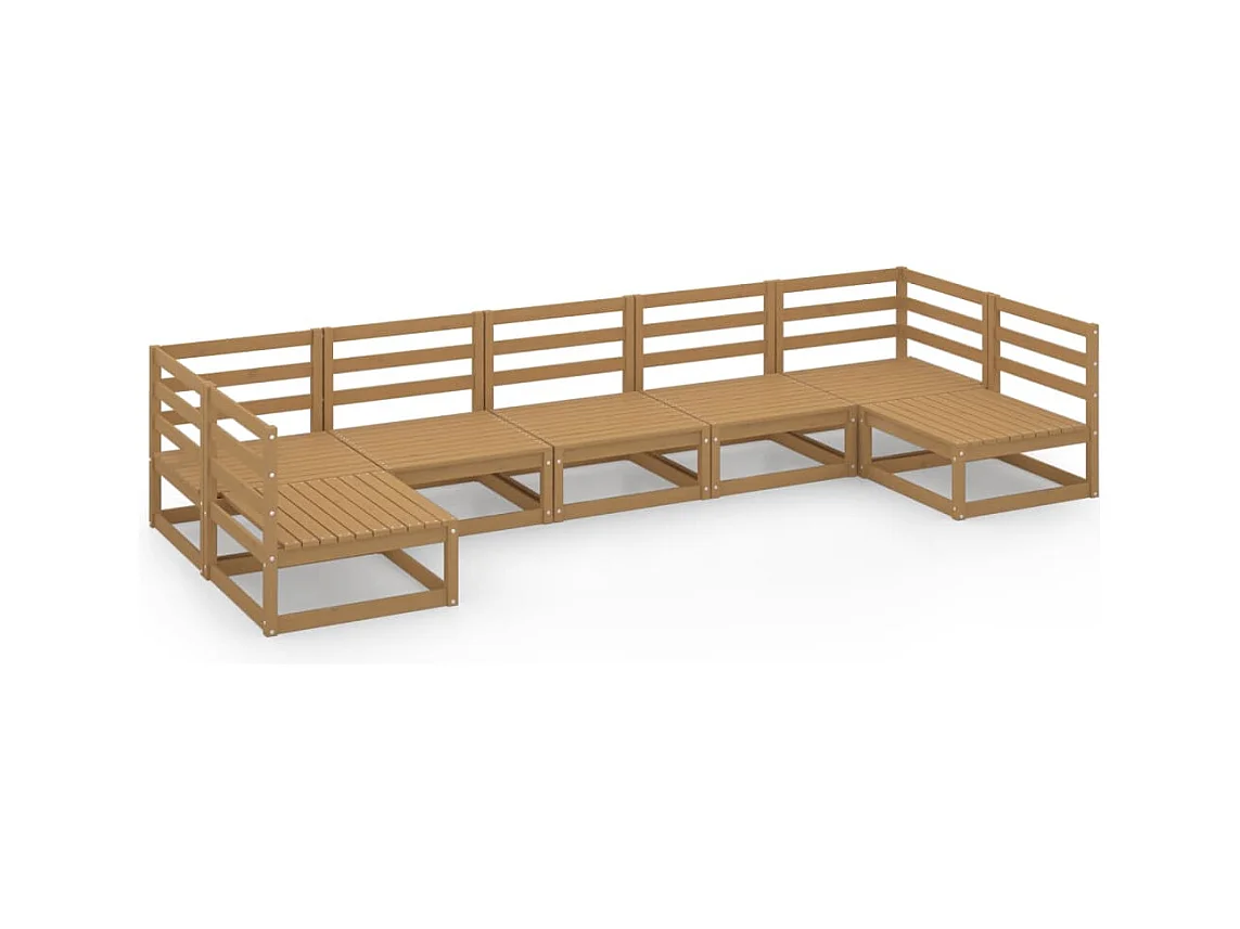 Salon de jardin 7 pcs bois de pin massif