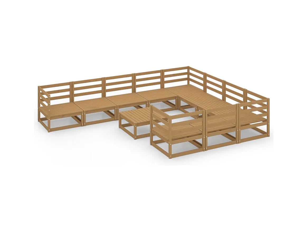 Salon de jardin 11 pcs bois de pin massif