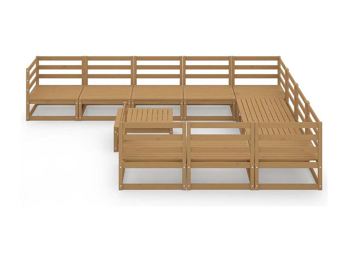 Salon de jardin 11 pcs bois de pin massif