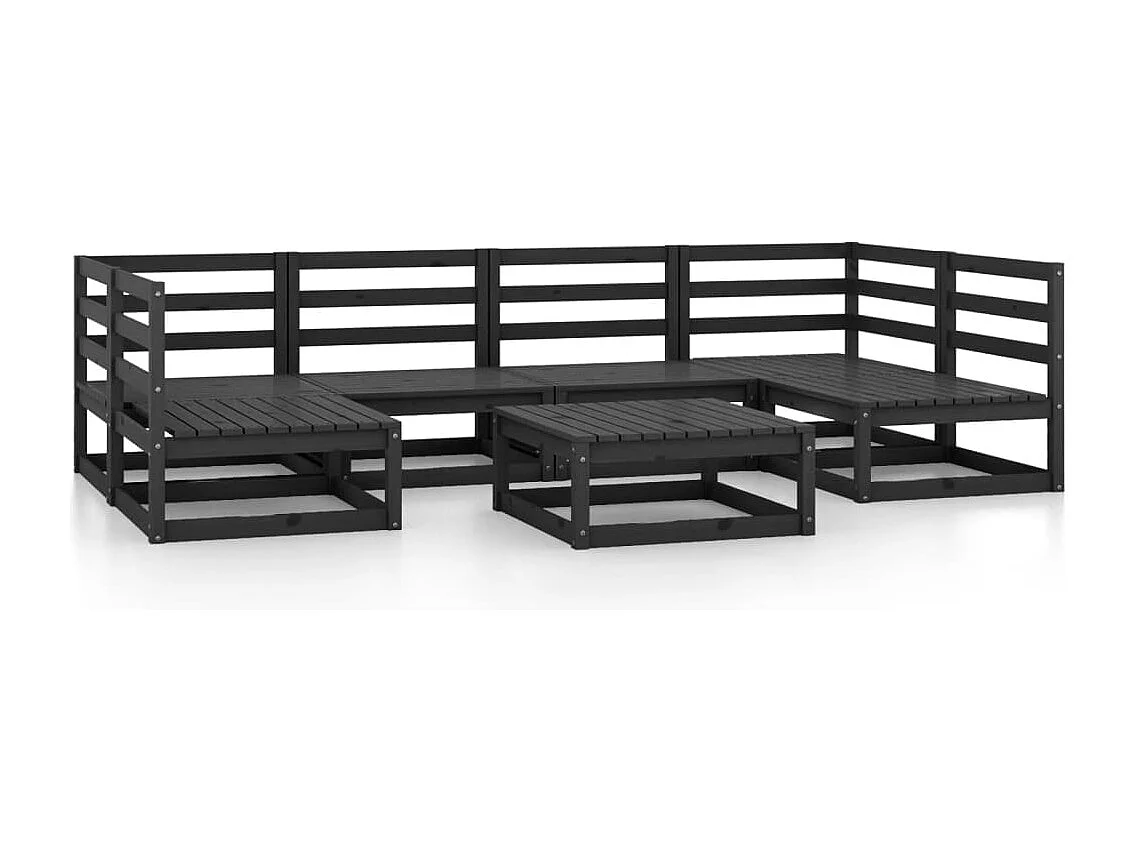 Salon de jardin 7 pcs bois de pin massif