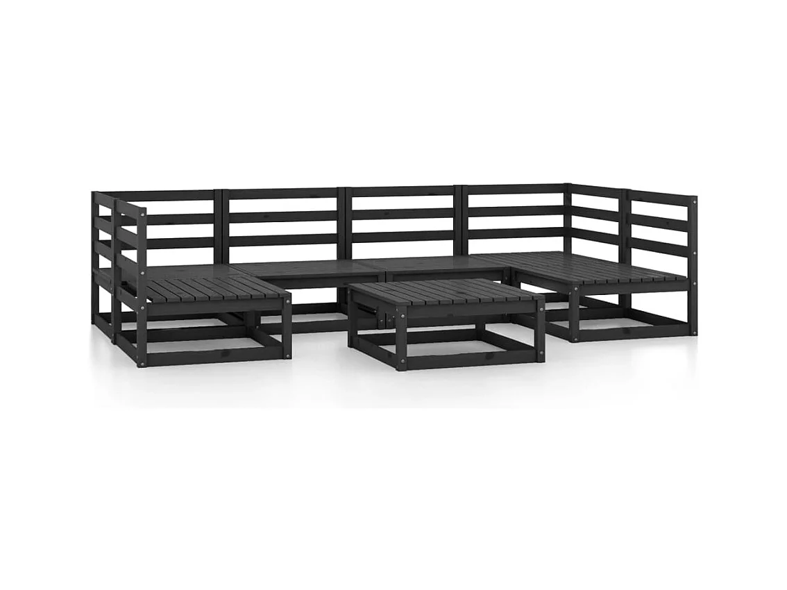 Salon de jardin 7 pcs bois de pin massif