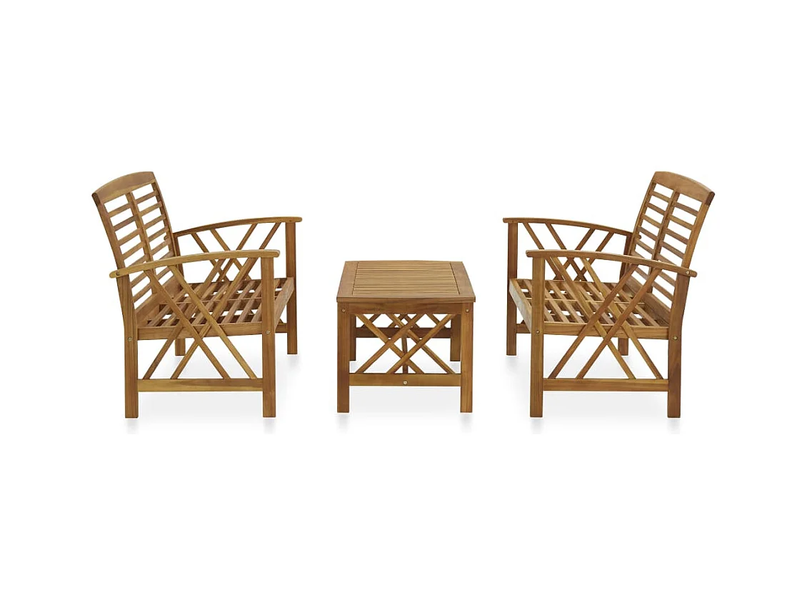 Gartenmöbel 3 Stück Massives Akazienholz