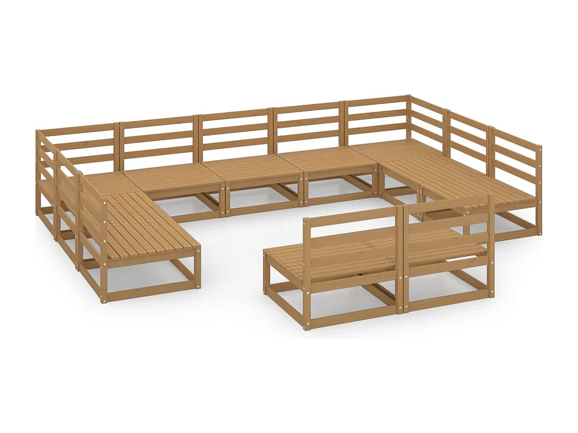 Salon de jardin 11 pcs bois de pin massif