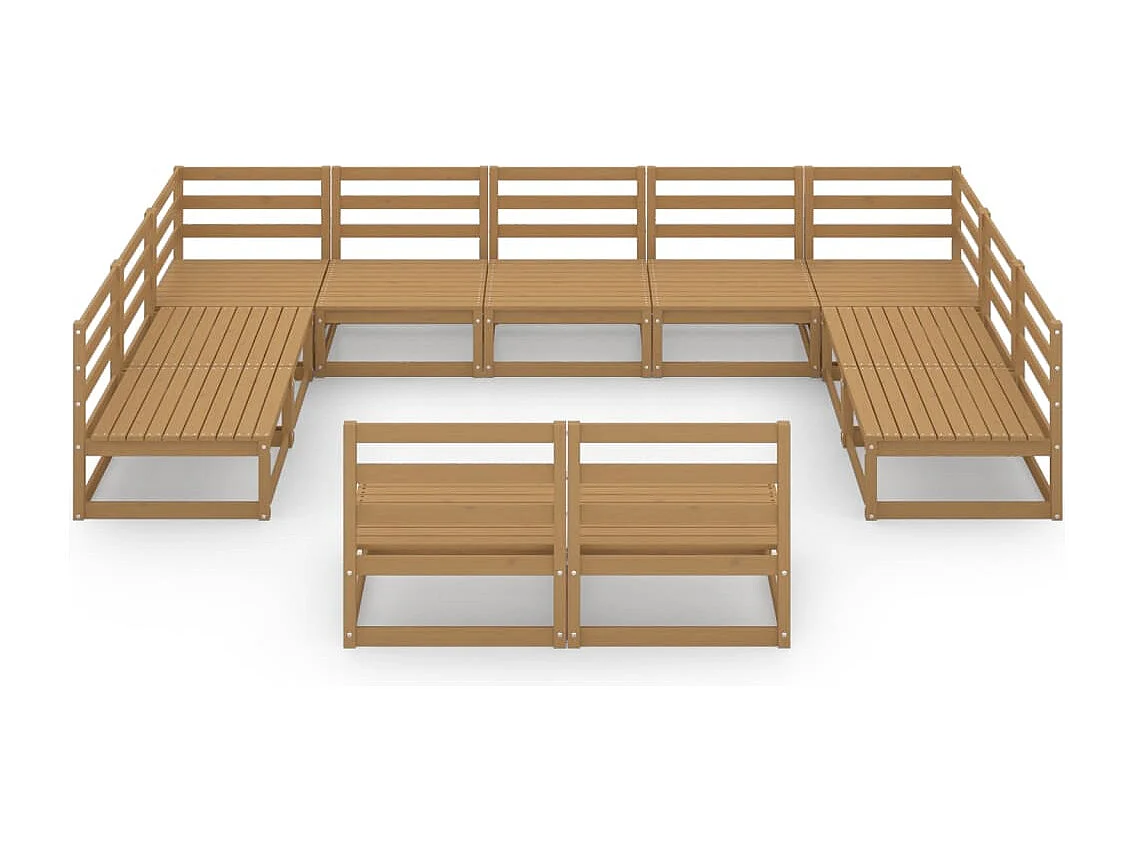 Salon de jardin 11 pcs bois de pin massif