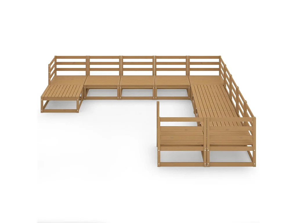Salon de jardin 11 pcs bois de pin massif
