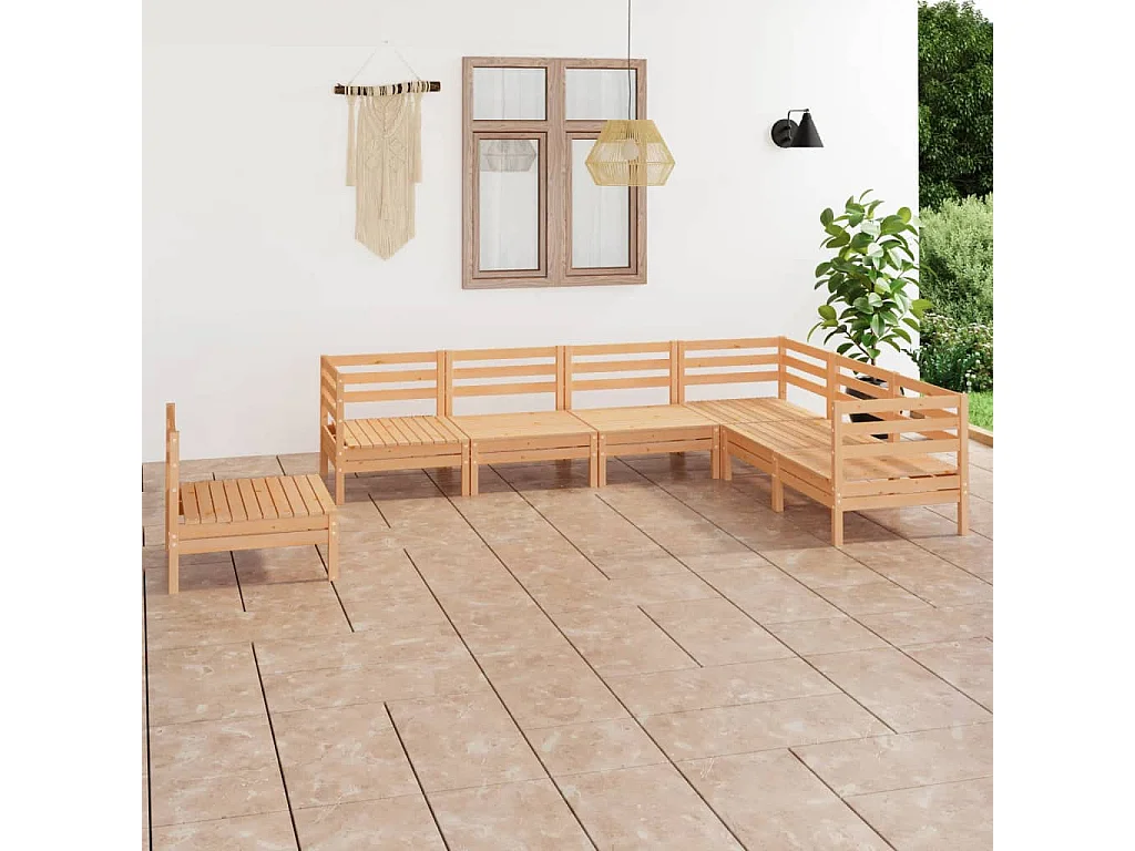 Salon de jardin 7 pcs Bois de pin massif