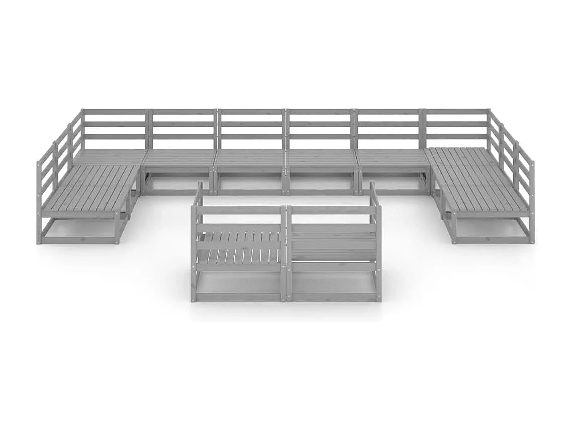 Salon de jardin 12 pcs bois de pin massif